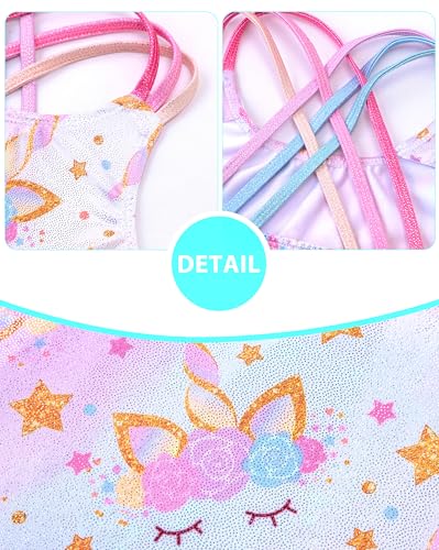 Image of HOZIY Leotards for Girls Gymnastics Kids Children Biketard Snowflake Ribbon Blue Purple Hot Pink Sparkle