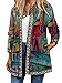 ORANDESIGNE Damen Bohemien Jacke Jahrgang Blumenmuster Patchwork Übergröße Jacken Langarm Retro Ethnischer Druck Strickjacke Mantel mit Tasche Q Rot L
