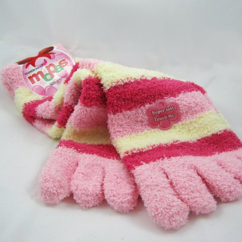 ATB 3 Pairs Lot Fuzzy Toe Socks Soft Striped Womens Thong Flip Flop Wholesale 9-112