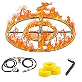 Gas Fire Pit Set, 12' Stainless Steel Fire Ring 90000 BTU Installation Kit, CSA Connection Kit for...