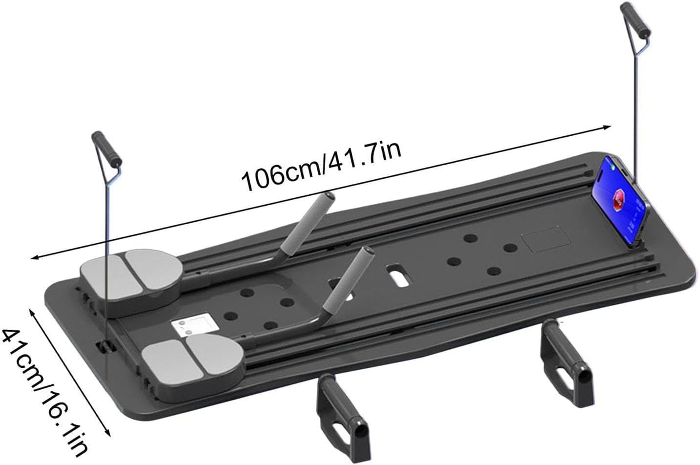 Tabla De Pilates Reformer, Tabla De Pilates Plegable para Casa, Tabla De Fitness Multifuncional, Tabla De Pilates Reformer Desplegable con Soporte para Codos, Equipo De Fitness AB Traine, Black