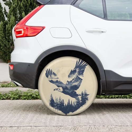 Image of Spare Tire Cover for RV Trailer, Eagle Silhouette Tire Covers Universal Fit for Travel Trailer Camper Jeep RV SUV Truck Waterproof Wheel Cover (17 inch for Diameter 31 inch - 33 inch)