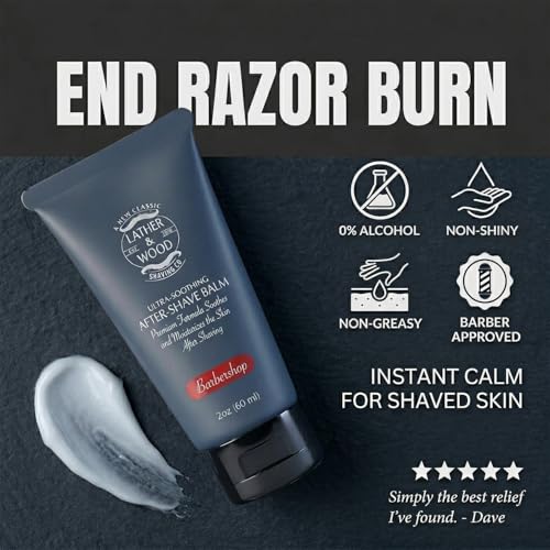 Image of Lather & Wood - Barbershop Aftershave for Men - Long-Lasting Fragrance, Non-Greasy Formula, Easy Pump Dispener, Gentle and Subtle Scent