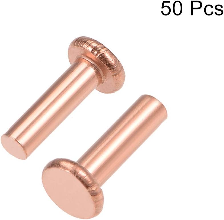sourcing map 50Pcs Copper Solid Rivets - Image 4
