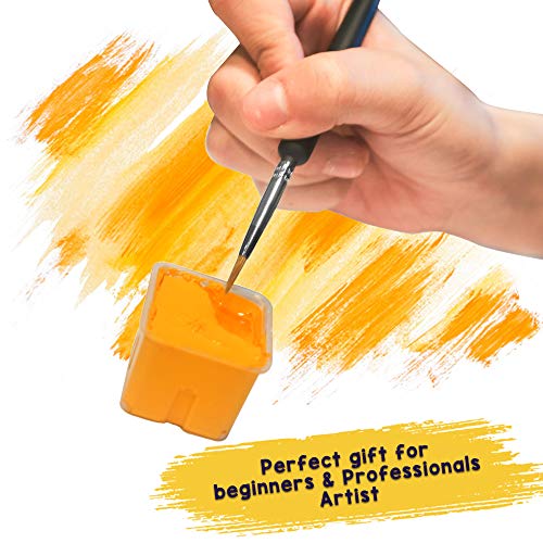 OOKU Detail Paint Brush Set 9pc- Professional Tiny Minature Fine Detail Brushes for Art Painting, Face Painting, Detailing, Model Craft Art Painting - Black Wooden Handle & Wool Storage Wrap Organizer