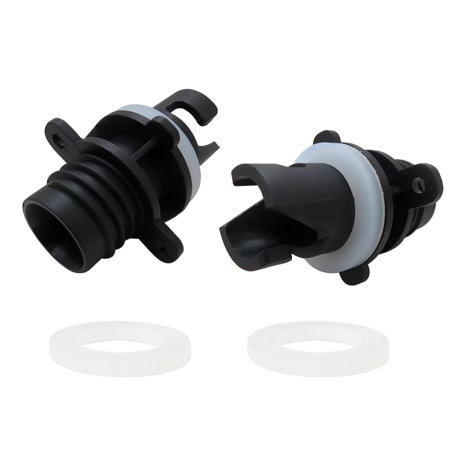 GRABOTE 2 PCS Plastic Paddle Board Pump Nozzle Replacements W/ 3 Gaskets Replacement Hose Attachments Compatible for Most Electric Sup Pump Comes with Inner Threaded Hose and Connection Parts
