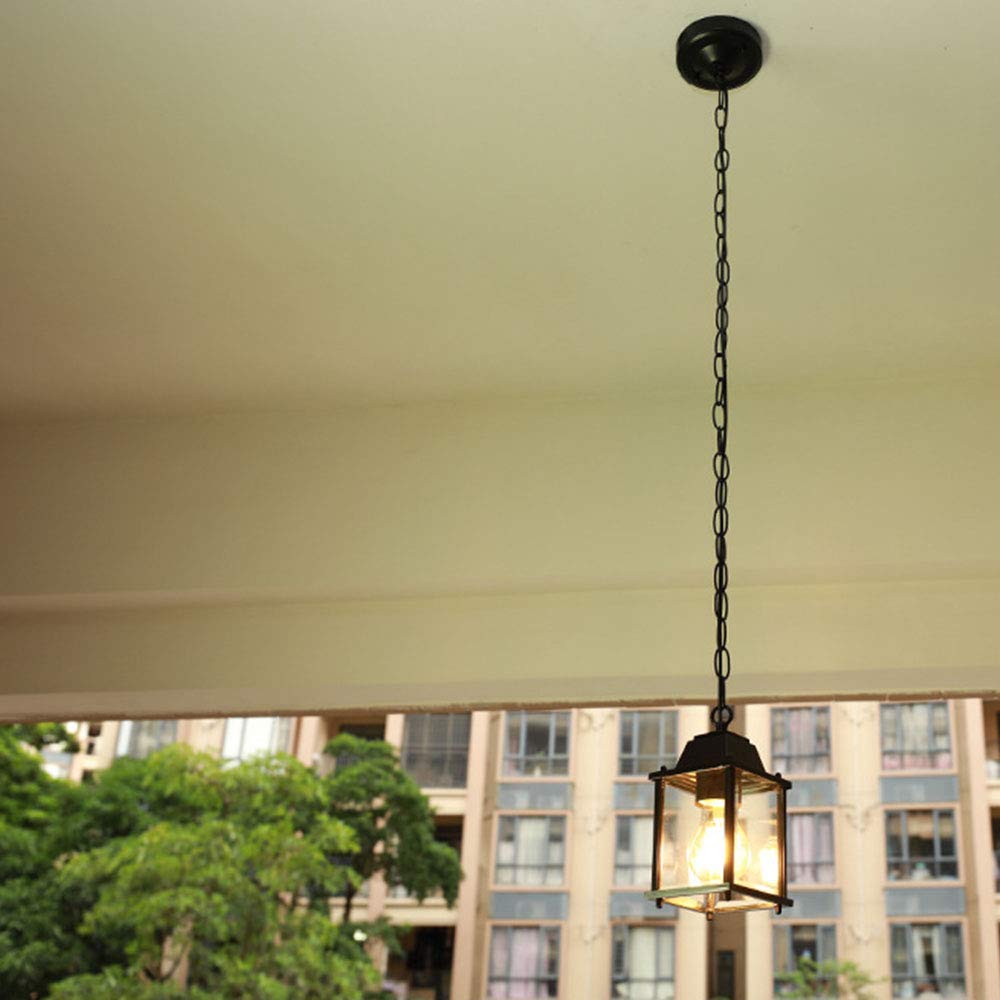 Mengjay E27 Lampes Suspendues Lampe Pendentif Extérieure Noir Rétro IP44 Vintage Industriel Fer Plafonnier Éclairage Imperméable À La Pluie Pavillon Villa Loft Lustre Lumière Extérieure (A)