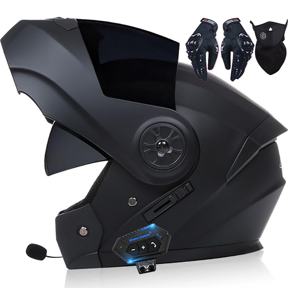 Letetexi Men's F Lip-Up Modular Helmet With Bluetooth - Dot/Ece Approved Ull Ace Motorcycle Protection, Double Anti-Og Visors Or And Wo