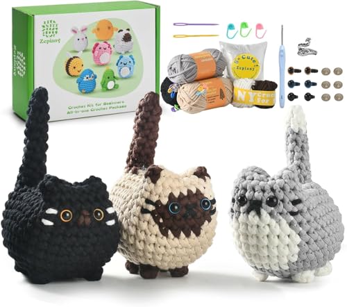 Crochet Kit for Beginners, Crochet Cat Beginner...