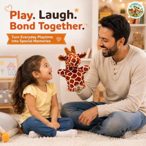 Image of Chi-Chimpu Toyss Giraffe Hand Puppet 22 cm | Cute Animal Hand Puppet for Kids | Soft Plush Storytelling Puppet Toy | Interactive Pretend Play Puppet for Boys & Girls | Educational Learning