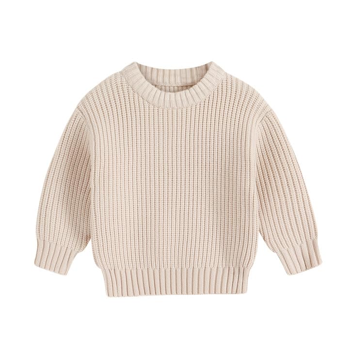 Baby Boys Girl Organic Cotton Sweater Tops Kids Fall Winter Knit Sweater Solid Color Outfit 1-5T...