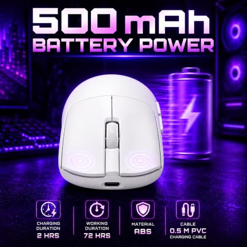 Image of Ant Esports GM380 V2 Tri-Mode Wireless Gaming Mouse | 2.4G + Bluetooth + Wired | 6400 DPI, 4000 FPS Sensor, 1000Hz Polling, 72Hrs Battery, Rechargeable & Lightweight for PC, Laptop, Mac White