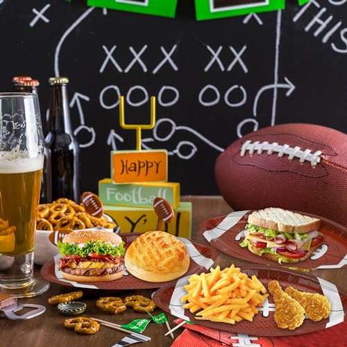 QZYL 50 PCS Football Plates, Football Party Plates, Football Shaped Disposable Paper Plates, Touchdown Party Plates, Football Party Supplies for Football Decorations Sports Birthday Decoration - Image 7