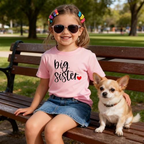 Image of Big Sister Shirt for Girls Toddler Kids Pregnancy Announcement Promoted to Big Sis T-Shirt Summer Short Sleeve Top