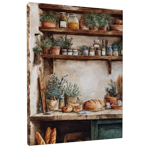 Lienzo decorativo para pared de cocina, estilo rústico, vintage, frascos de hierbas, ninguno terroso, impresiones para colgar en el hogar, dormitorio, sala de estar, restaurante, comedor, decoración
