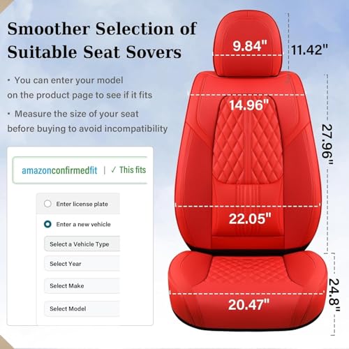 Image of Coverado Car Seat Covers, Car Seat Covers Front Seats, 2-Pack Front Seat Cover, Nappa Leather Waterproof Seat Covers, Car Seat Protectors, Automotive Seat Covers Universal Fit for Most Vehicles