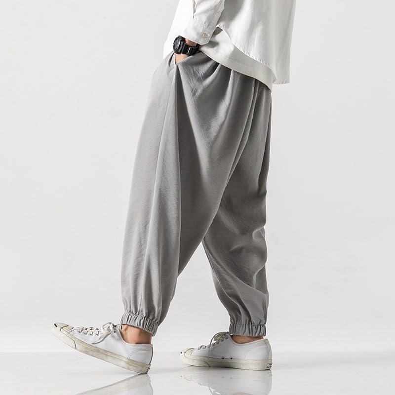 Summer Plus Size Chinese Style Cotton-Linen Ice Silk Harem Pants - Japanese Style Wide-Legged Trousers4