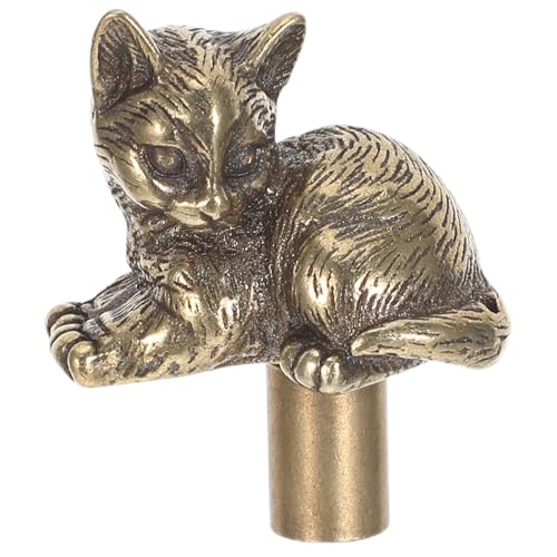 RUNROTOO Tirador de cajón con forma de gato adorable - Tiradores decorativos de latón bronce - Tiradores mini artísticos para cocina, baño, armario, ropero, gabinete