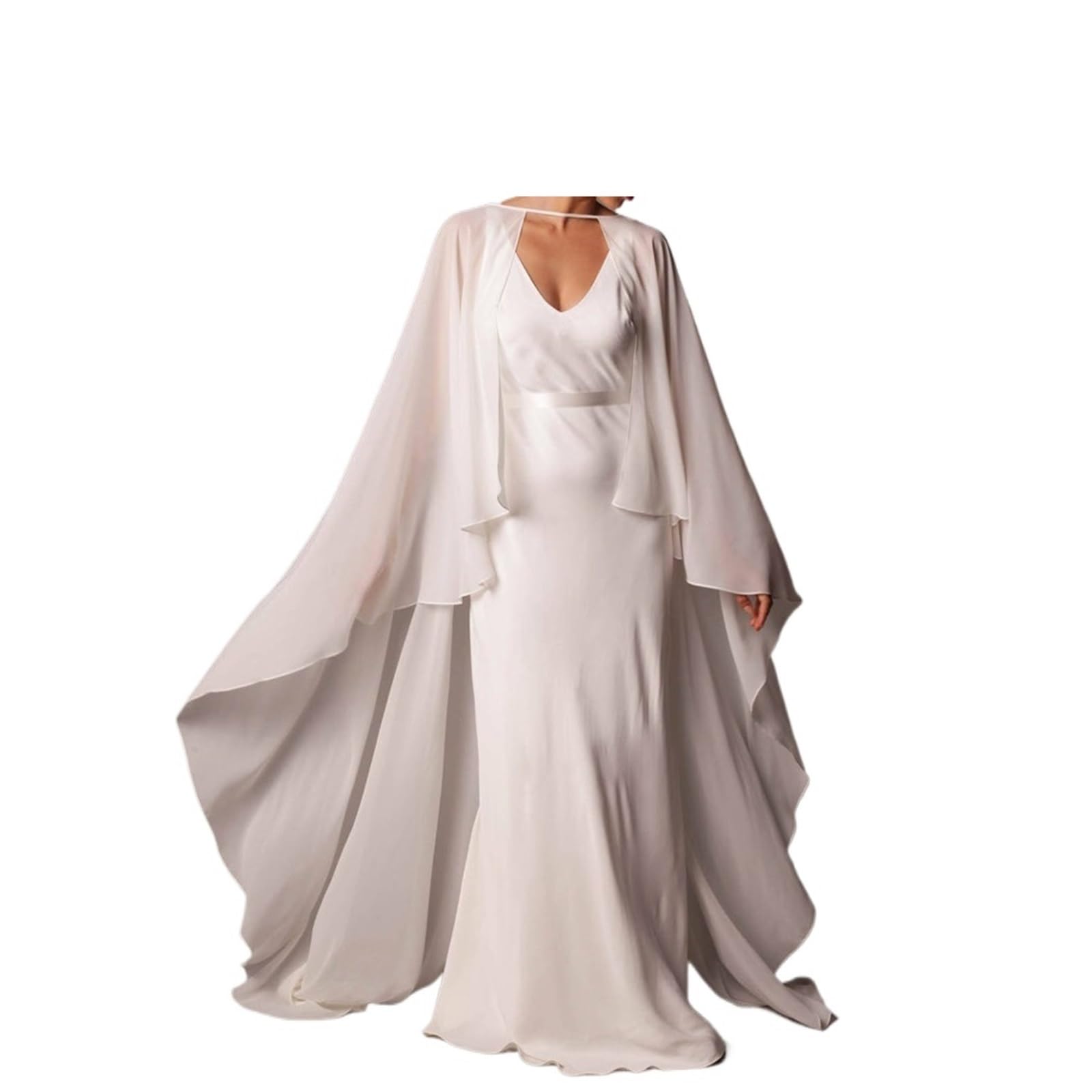 Chal largo de gasa para mujer, accesorio de novia, cuello redondo