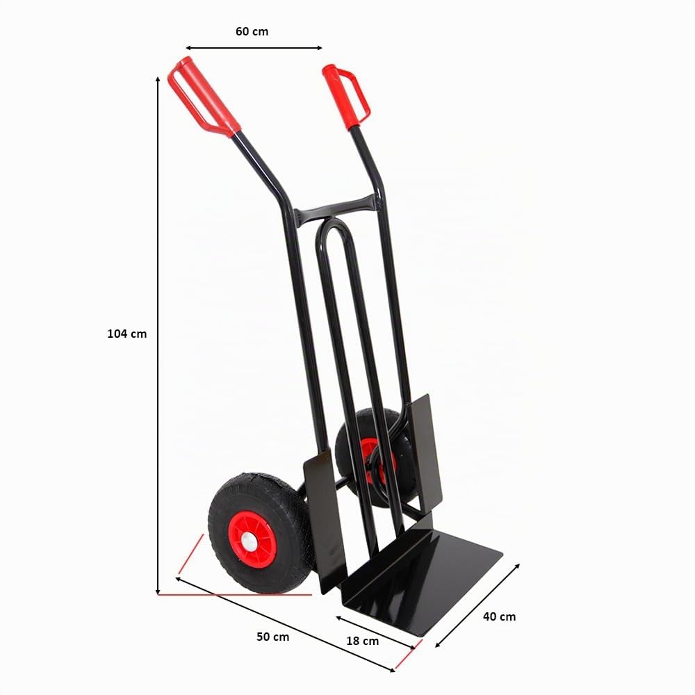 Proregal Sackkarre Rhino XL Schaufel | HxBxT 104x60x50 cm | Tragkraft 250kg| Pannensichere Räder | Schwarz | Transportkarre für Umzug oder Getränkekisten