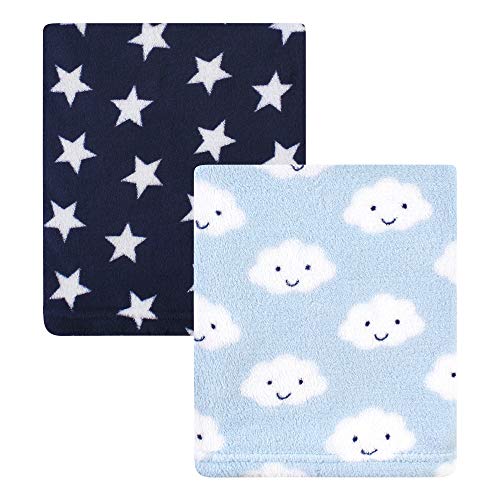 Image of Hudson Baby Unisex Baby Silky Plush and Coral Fleece Blanket, Cloud, 30x36 inches