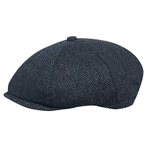 TOSKATOK® Unissexo homem, mulher 8 painel espinha mistura de lã Tweed Baker Boy Newsboy Flat Gatsby chapéu Cap, Ardósia, Talla única