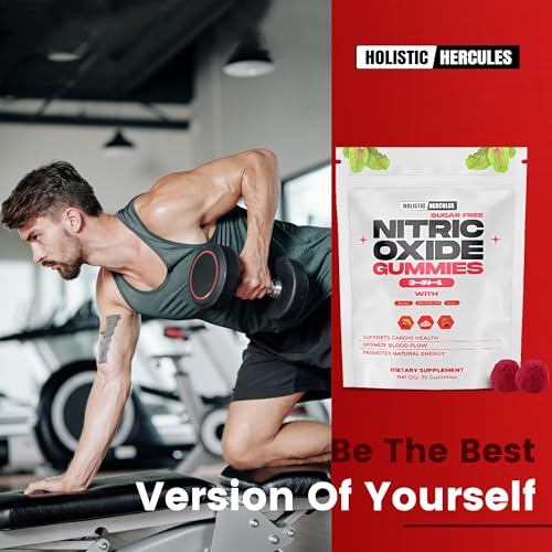 Image of Holistic Hercules Nitric Oxide Gummies - Nitric Oxide Supplements for Men - Sugar-Free Beet Root & Cherry Chews for Energy & Circulation - Supports Heart Health & Blood Flow - Vegan, Non-GMO, 30 Count