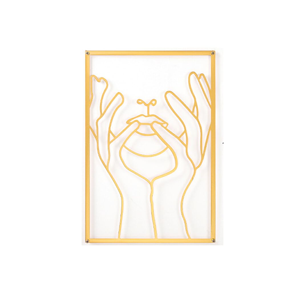 dijiusidy Nordic Decoration Simple Painting Female Line Ornament Drawing Metal Art Household Adornment Living Room Bedroom, Gold, Face