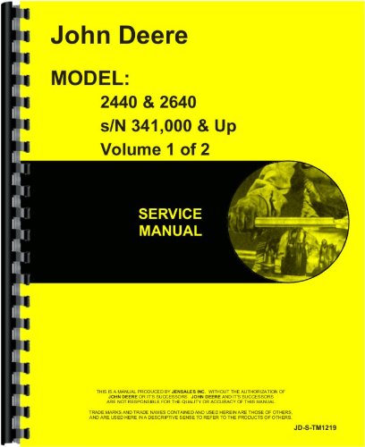 Service Manual John Deere 2640 2440 Tractor Technical Sn 341,000 & Up tm1219      Plastic Comb – January 1, 2014