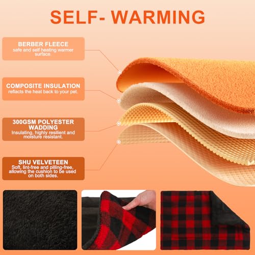 BEAUTYZOO-Self-Warming-Cat-Bed-Self-Heating-Cat-Pad-28-x-19-inch-Double-Sided-Heated-Cat-Dog-Mat-Soft-Thermal-Blanket-for-Indoor-Outdoor-Large-Kittens-Small-Puppy-Pets-Washable-Buffalo-Red