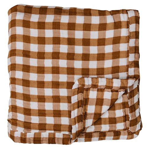 Image of Mebie Baby Muslin Quilt, Gingham 100% Muslin Cotton Baby Blankets for Girls and Boys, Muslin Baby Blanket for Newborns, Babies, Toddler, Soft Muslin Swaddle Blankets, 47 inchx47 inch