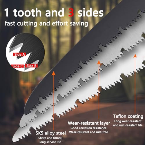TenaLucy Astsäge Klappbar,2 Stück SK5-Sägeblatt 210mm Handsäge Astsäge Klappsäge Klappbare mit Sicherheitsverschluss Outdoor Gehärtetes Rutschfester Softgriff,für Garten,Holz,Camping