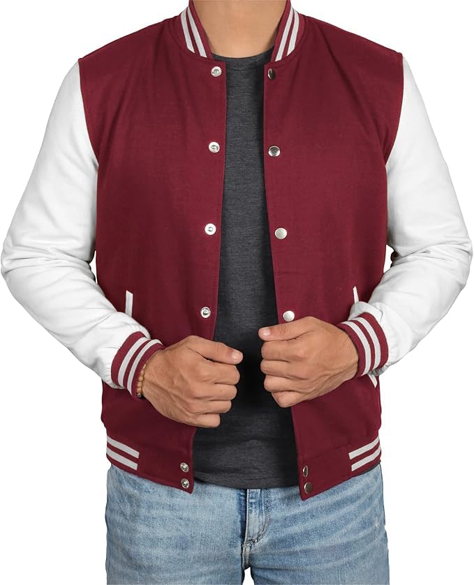 Image of Decrum Varsity Jacket Men - Casual High School Baseball Letterman Style Mens Bomber Jackets