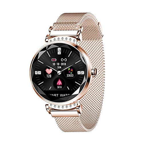 Preisvergleich Produktbild Greneric Für Damen, mit pulsmesser,Fitnessuhr mit FüR Intelligente Uhr Wasserdicht Pulsuhren,Schlafüberwachung aufgezeichneten täglichen Zielen (Golden)