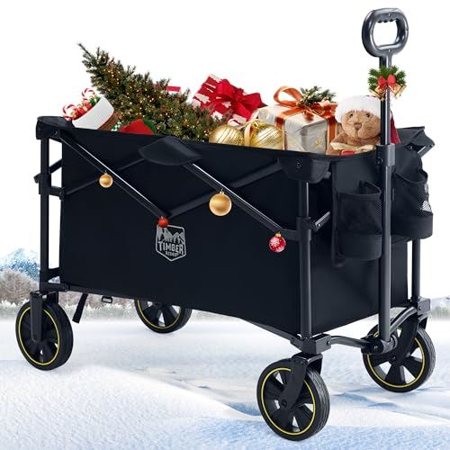 TIMBER RIDGE Carrello Pieghevole Spiaggia 200L con Portabevande Manico Regolabile, Carrello da...