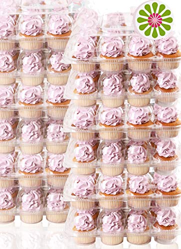 (12Pack x 12 Sets) STACK'nGO Cupcake Carriers - High Tall Dome Clear Containers Thick Plastic Disposable Storage Boxes. 1 Dozen Compartments Slots Holder Cupcakes Box Tray Container. Cup Cake Holders
