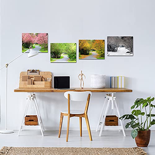 Mloml 4 Pieces Canvas Wall Art Framed Spring Summer Autumn Winter Four Seasons Tree Landscape Colorful Nature Scenery Wall Decor Posters Artworks For Bedroom Bathroom And Living Room Framed 12X16Inchx4Pcs #TOP2