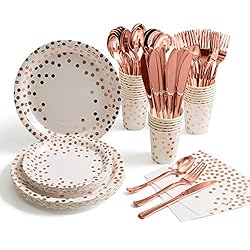 HOMIX 175 Pieces Rose Gold Party Supplies - Rose Gold