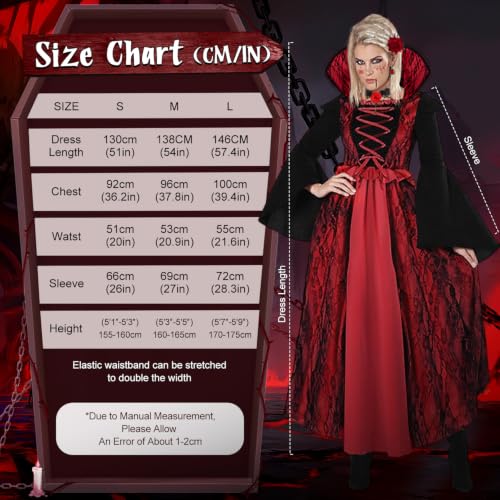 Kiyzbstoti Vampire Costume for Women Halloween Costume Vampire Dress,Vampiress Gothic Halloween Costume Medieval Cosplay Dresses (L) - image 7