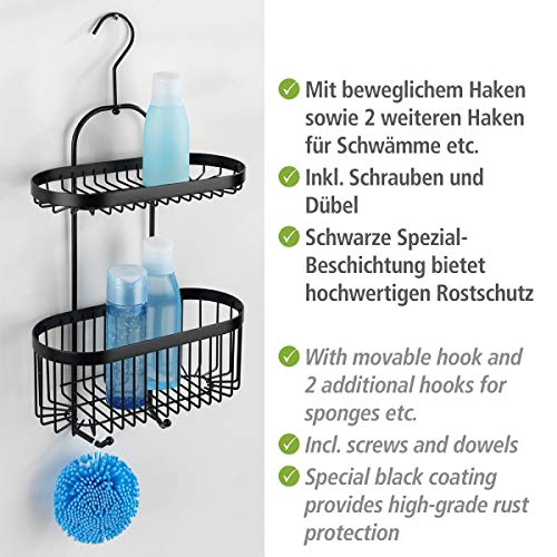 WENKO Bad-Caddy Classic Plus Black - doucheplank, wandmand met hoogwaardige roestbescherming, staal, 26,5 x 47 x 12,5 cm… - Image 4