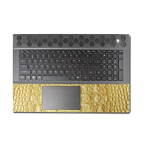 Image of MightySkins Carbon Fiber Skin Compatible with Alienware M18 R1 (2023) Full Wrap Kit - Golden Croc | Protective, Durable Textured Carbon Fiber Finish | Easy to Apply & Change Styles | Made in The USA