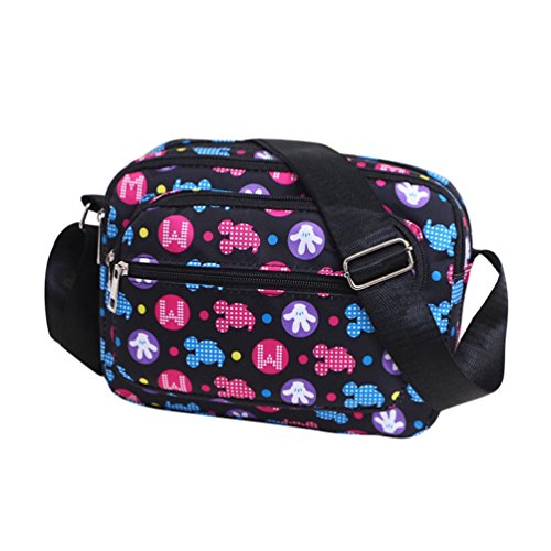 Yuanu Femme Mode Casual Sac Épaule Bandoulière, Léger Résistant À L'Usure Transversal Carré Zipper Sac Mickey Pattern 25 * 6 * 18cm