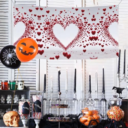 MINDBBDFJ Falling Red Hearts Print Banners And Signs For Outdoor/Indoor,Personalized Banner Customizable Parties Halloween Banner (180x90cm)2