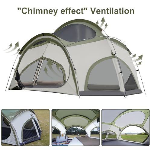 Image of Vidalido 3-4 Person Camping Tent with 2 Large Mesh Door 4 Mesh Window Family Tents, Double Layer Waterproof Portable Easy Setup Camp Tent, Canvas Dome Tents for Camping Outdoor Hiking and Backpacking