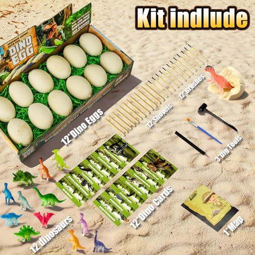 Image of Dinosaur Eggs Toys Dig Kit, 12 Dino Eggs, Dinosaur Toy for Kids, Science STEM Dinosaur Eggs for Birthday and Easter Gift, Easter Basket Stuffers, for Boys Girls Age 3+