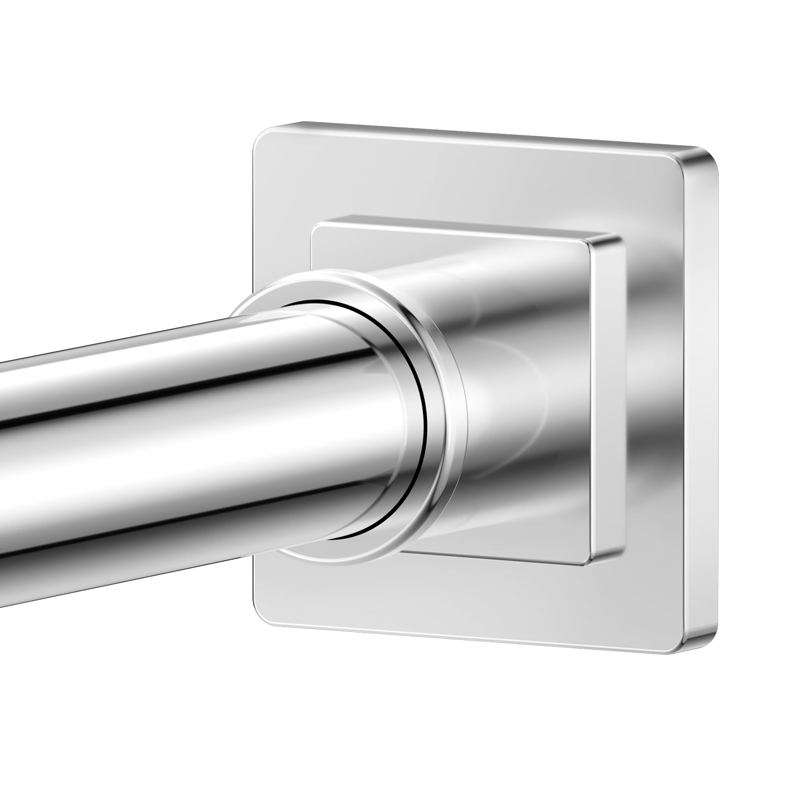 Shower Curtain Rod Square End Shower Rods for Bathroom 32"-92" Stainless Steel No Drilling for Shower Stall Living Room