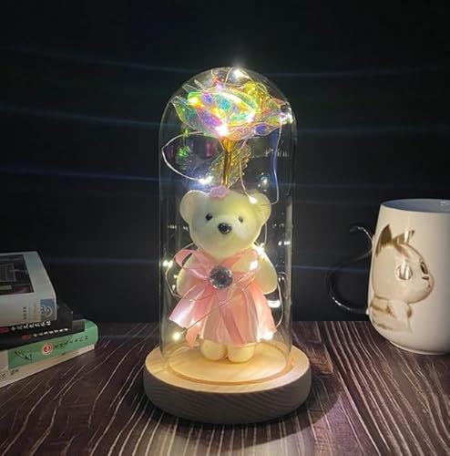 Demanca バラ 造花 Lechin 24Kゴールドローズ 枯れない花 金メッキローズ LEDライト付き電池式 薔薇 花束 プレゼントバレンタインデー 母の日 誕生日 結婚記念日 クリスマス 新年 お祝いに適用 彼女への贈り物プレゼントクリスマスプレゼ