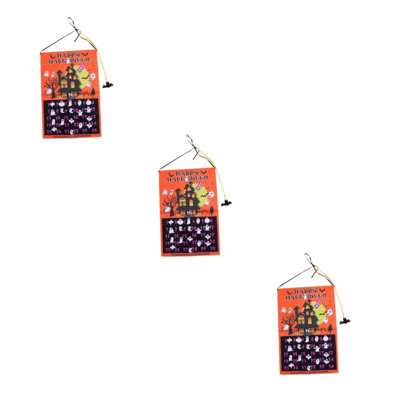 Lurrose 3stücke Halloween Countdown Kalender Mit Abnehmbaren Ornamenten Wiederverwendbarer Filz Für Kreative Halloween-dekoration Und Kinderfreude