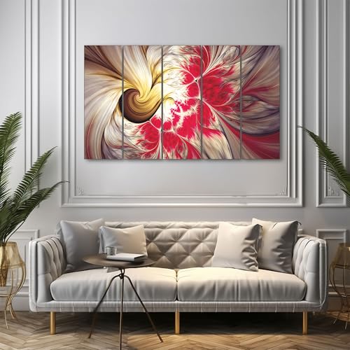 Image of The Castle Decor Abstract Art Multiple Frames Wall Painting for Living Room, Bedroom, and Hotels - Wooden Framed Digital Artwork (Multi Color - Design 4, 27x48 Inch)