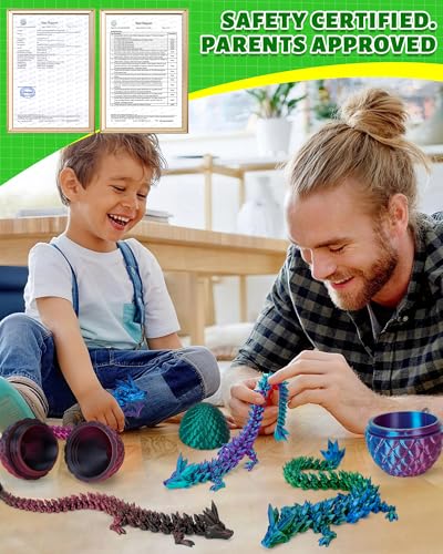 TBOLINE 12" 3D Printed Dragon Egg, Cool 3D Printer Articulated Crystal Dragon Toys for Kids, Surprise Animals Figurines Fidget Dinosaur Eggs Toys for Boys Kids Teen 5-7 4-6 8-12 - Image 5